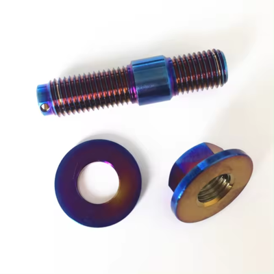 Gr5 titanium bolts and nuts customized PVD anodized color laser marking.